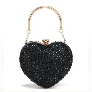 Ramla Heart Shaped Crystal Clutch Crossbody